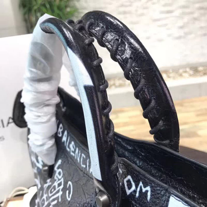BALENCIAG巴黎世家 Balenciaga city 機車包 限量 原廠爆裂紋羊皮 塗鴉字母 手提肩背斜挎包  BL1698